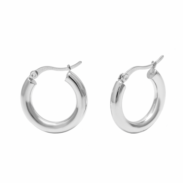 MEDIUM BASIC CHUNKY HOOPS PLATEADOS